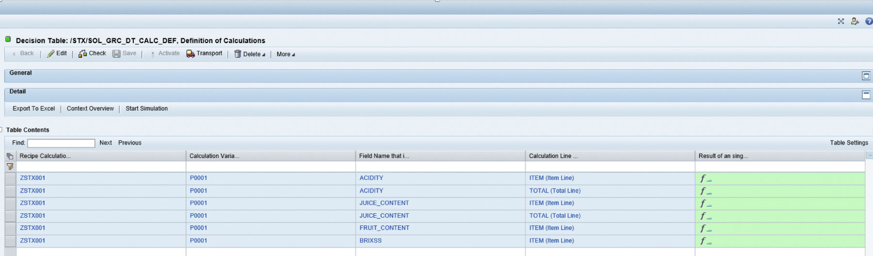 Generic Recipe Calculations (GRC) — Decision Table BRF+